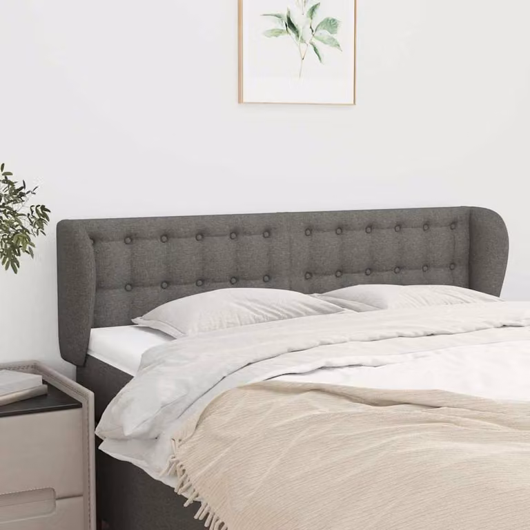 Testiera ad orecchio vidaXL in tessuto grigio scuro L: 147 cm, P: 23 cm, H: 78/88 cm