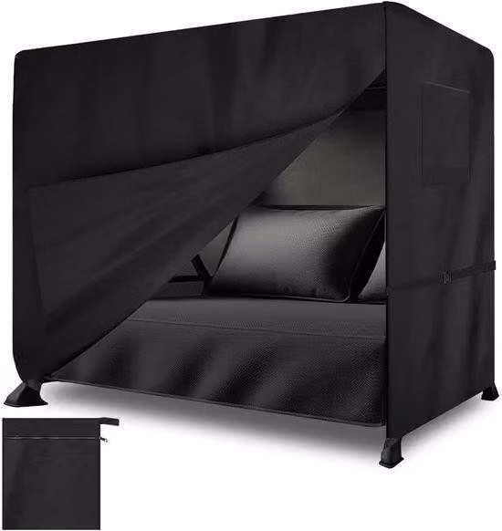 Set da esterno, dimensioni 210 x 125 x 170 cm, resistente alle intemperie, 3-4 posti a sedere, struttura robusta, tessuto Oxford, ideale per mobili da giardino, poltrona da esterno (nera)