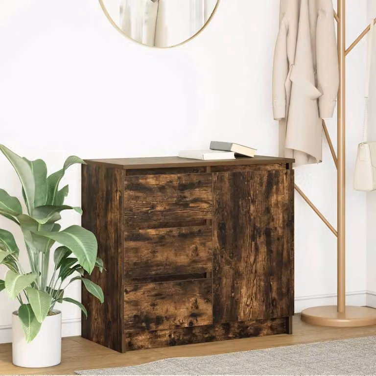 Credenza con Cassetto vidaXL in Rovere Fumo, Design Moderno in MDF, L 71 x P 35 x H 65 cm
