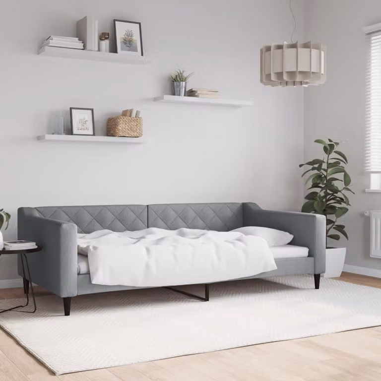 Maison Exclusive - Letto a giorno grigio chiaro, 100x200 cm, tessuto