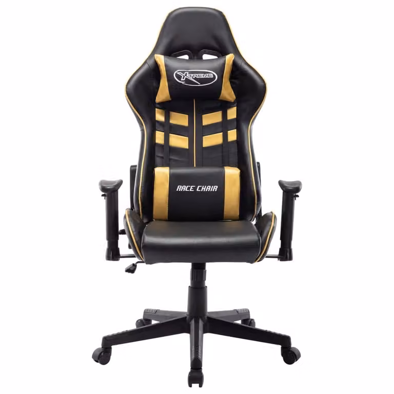 Sedia da Gaming Nera e Oro in Pelle finta
