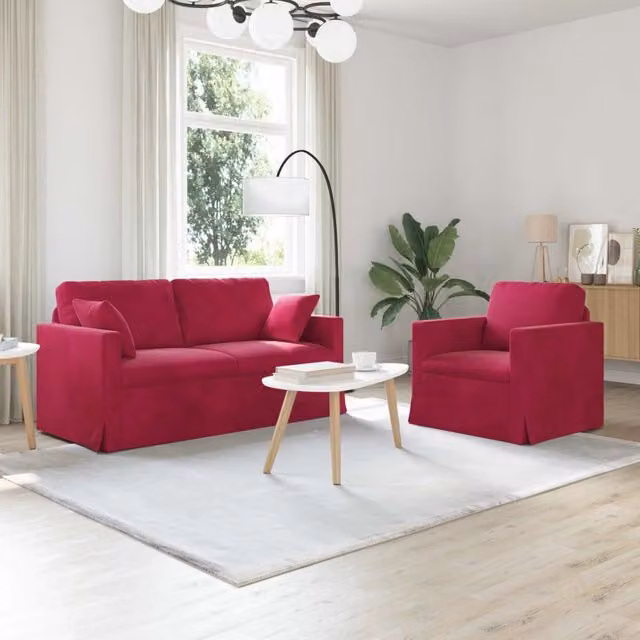 Set di divani 2 pz Rosso Vino Velluto 3407556