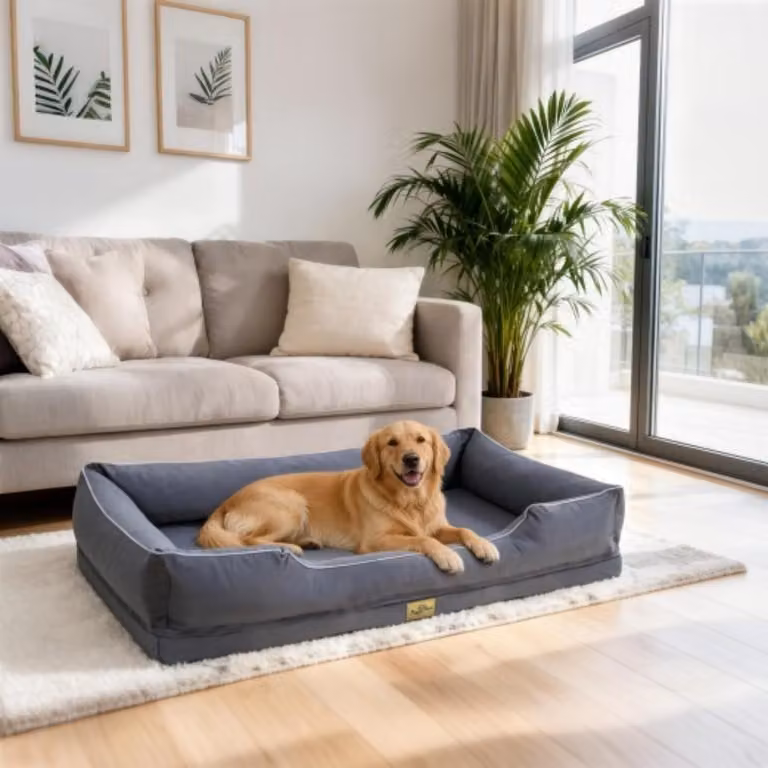 Letto per cani WISFOR, effetto rinfrescante, divano per cani, cuscino per cani, bordi rialzati, impermeabile e lavabile, rivestimento rimovibile, taglia 3XL: 127 × 94 × 24 cm