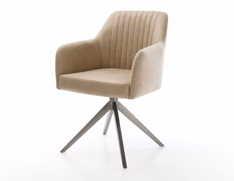 DELIFE Sedia girevole Greg-Flex Microfibra Beige Vintage Base a croce larga Grafite Girevole a 360° Funzione oscillante Molle insacchettate
