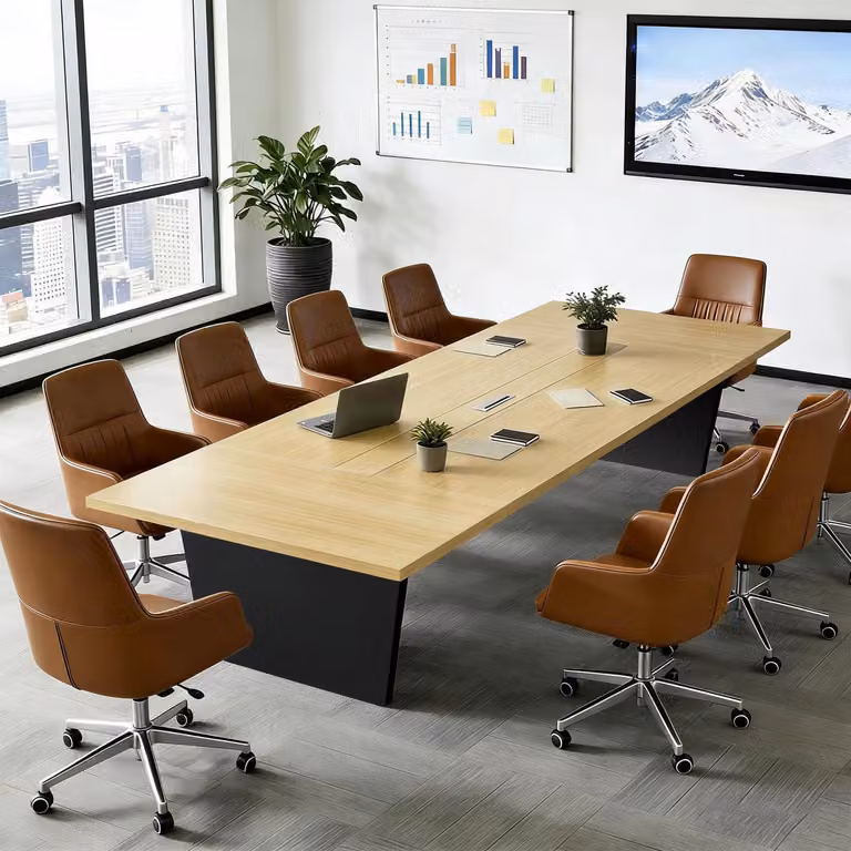 Tavolo da conferenza per ufficio, dimensioni 160x80x74 cm, colore nero/bianco, piano del tavolo spesso 2,5 cm