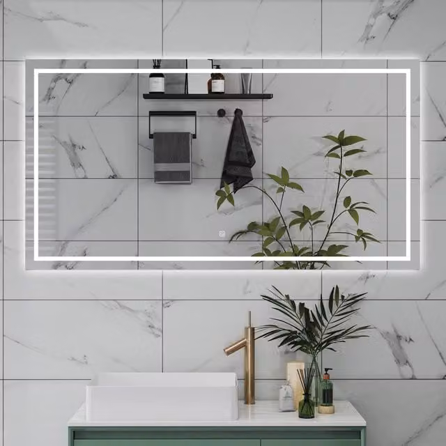 AICA Specchio da bagno 80 x 120 cm, dimmerabile, interruttore touch, Funzione Memoria, antiappannamento