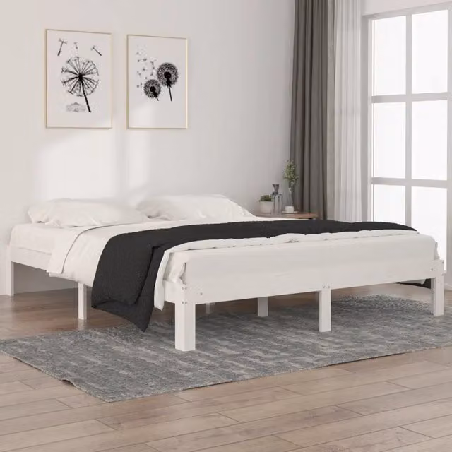 Giroletto vidaXL in legno massello di pino bianco laccato L/P/H: 160 x 200 x 30 cm – 1