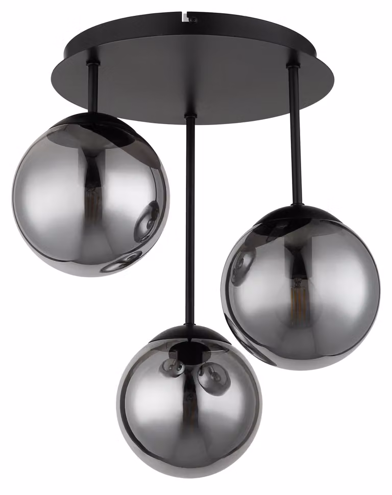Lampada a soffitto HARMON, 3 luci, nera, finitura opaca, metallo e vetro, 40 cm