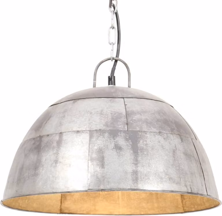 The Living Store Lampada a sospensione stile industriale vintage 25 W argento rotonda 41 cm E27