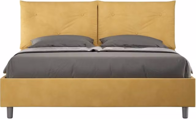Letto imbottito Matrimoniale 160x210 cm Appia - Senza rete,Microfibra,Ocra