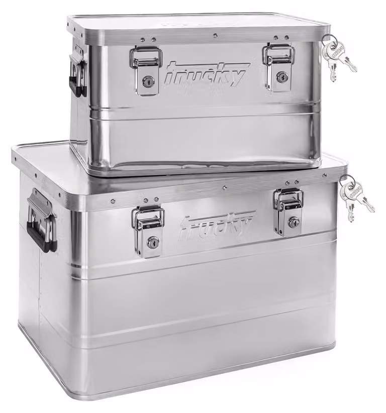 Set 2x Scatola in alluminio con coperchio Argento Set 30 + 65 L Trucky
