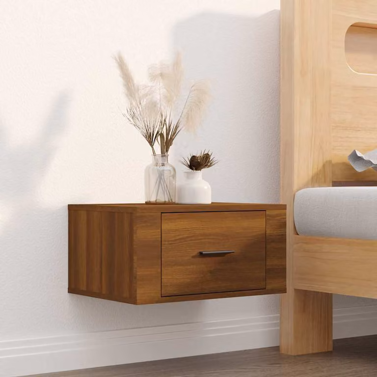Comodino a muro moderno vidaXL in rovere marrone L: 50 cm, P: 36 cm, H: 25 cm