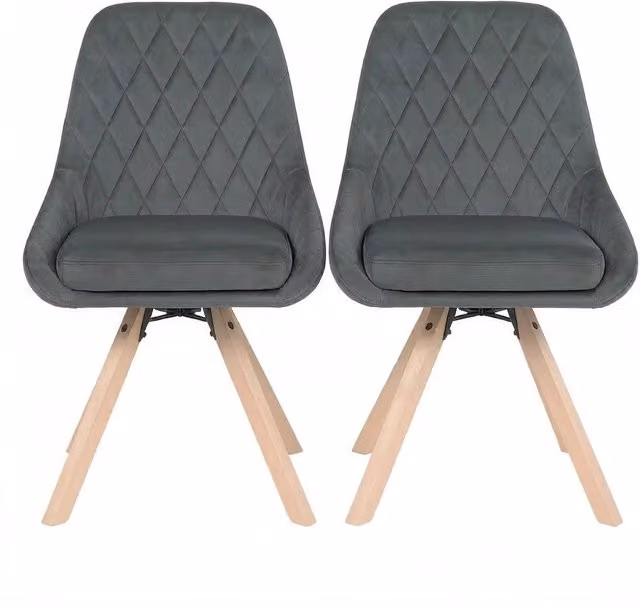 Sedia da pranzo girevole set da 2 52 x 41 x 84 cm velluto grigio scuro
