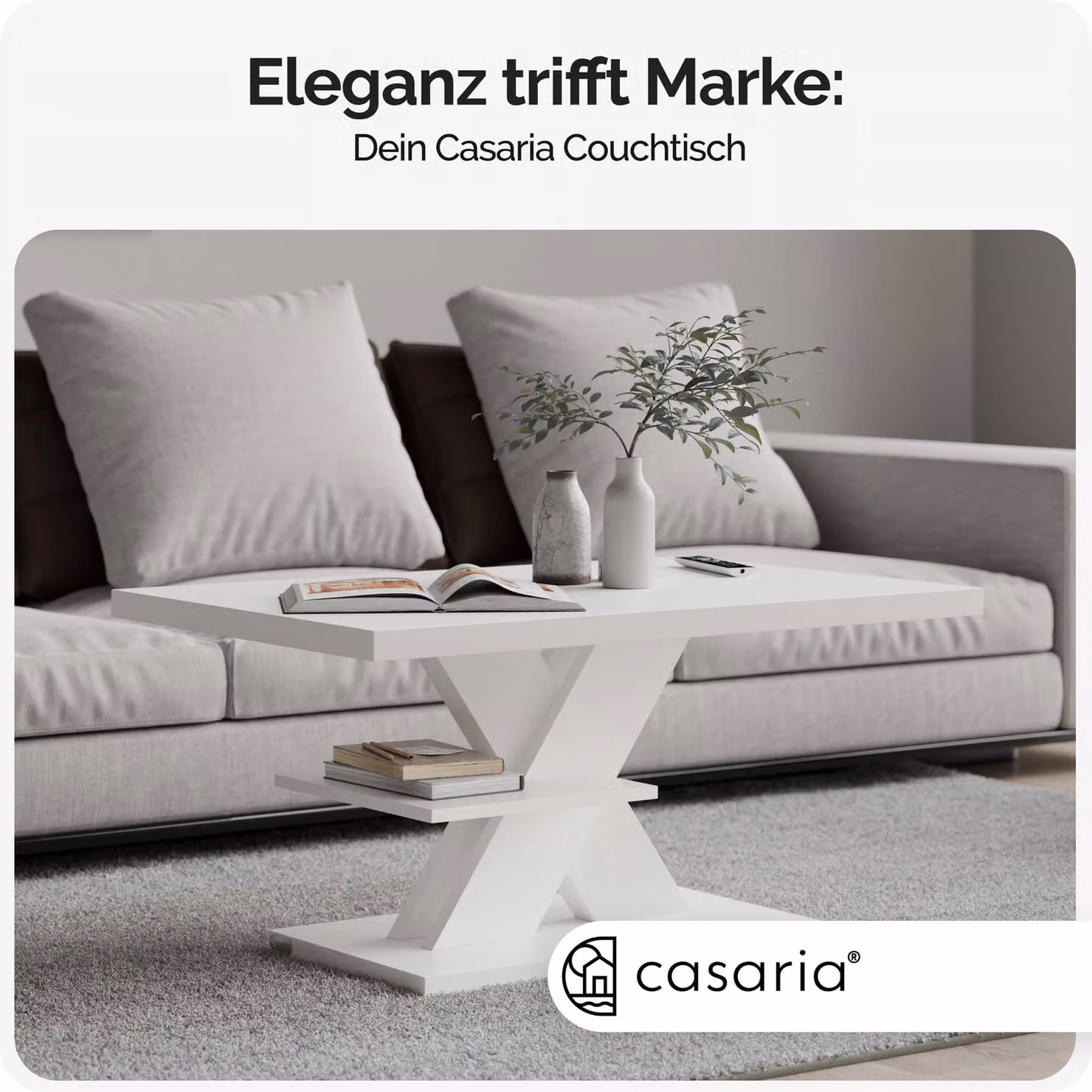Tavolino rettangolare CASARIA bianco opaco L/P/H: 90 x 60 x 45 cm – 3