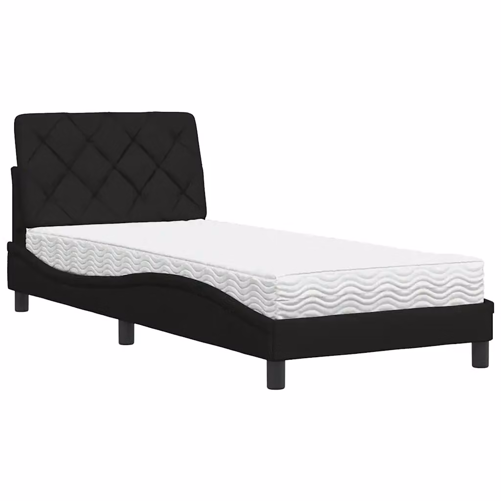 Letto moderno vidaXL con materasso in schiuma e struttura imbottita in tessuto, nero e bianco, L/P/H: 80 x 200 x 74,5 cm – 2