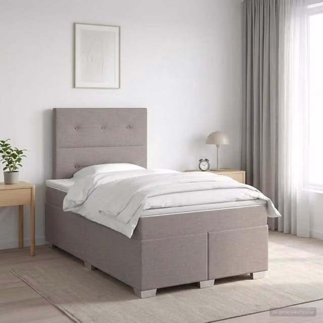 Letto box spring con materasso Tortora 120 x 190 cm Tessuto 3453364