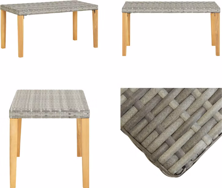 vidaXL Panca da giardino 120 cm in poly rattan grigio e legno massiccio di acacia - Panca da giardino - Panche da giardino - Panche - Panchine