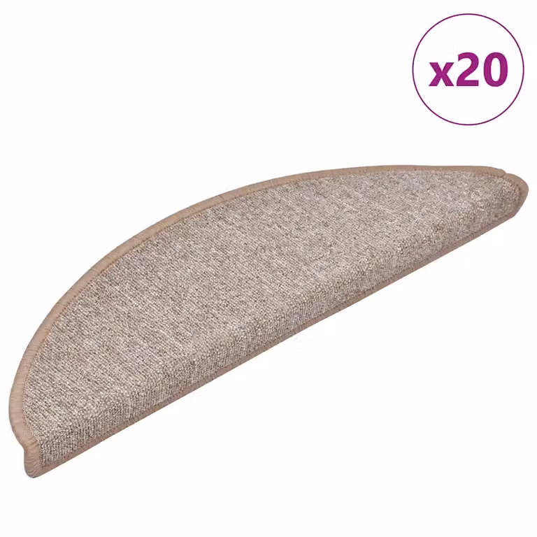 Set di 20 tappetini per scale semicircolari vidaXL, colore marrone chiaro/beige, antiscivolo e autoadesivi, L: 56 cm, P: 17 cm, H: 3,5 cm