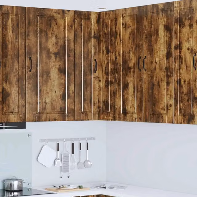 Mobile angolare a parete vidaXL in legno marrone per cucina con ante a battente e ripiani interni L/P/H: 57 x 57 x 100 cm