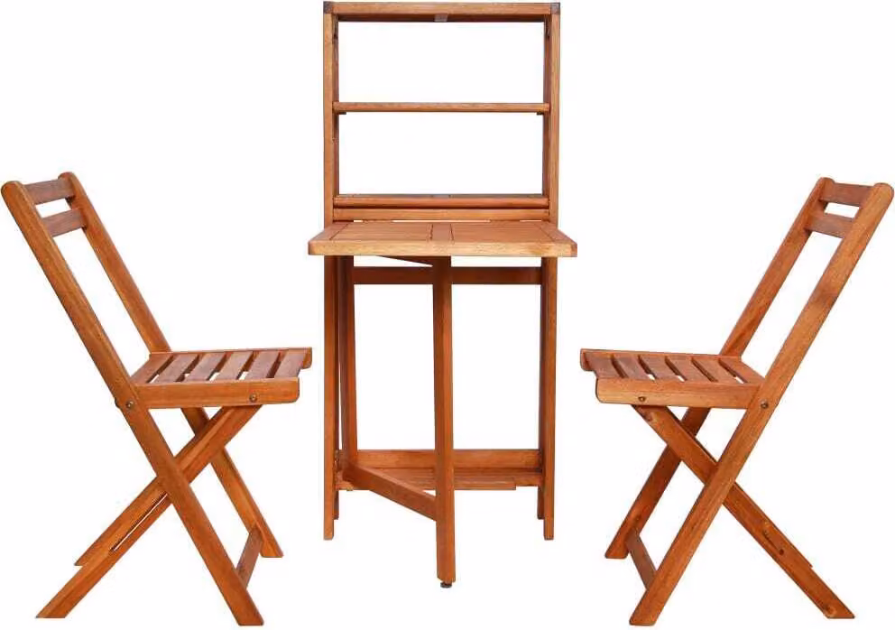 Set da Bistrot 3 pz Pieghevole in Legno Massello di Acacia