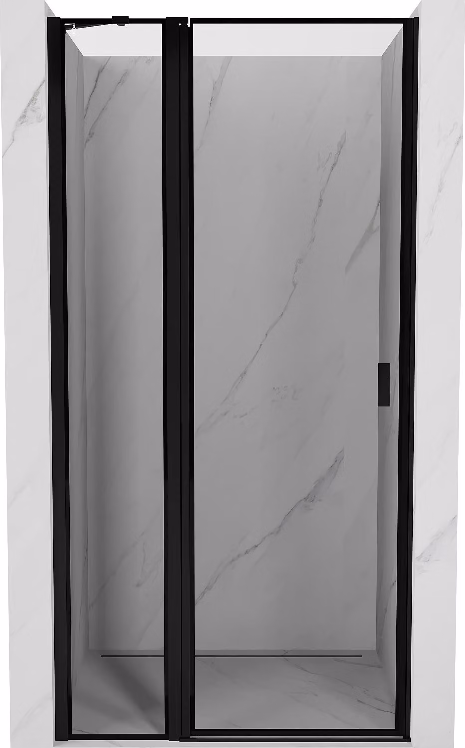 Mexen Mist porta doccia a battente sinistra 105 cm, cornice nera, nero - 8A4-105-000-70-70-L