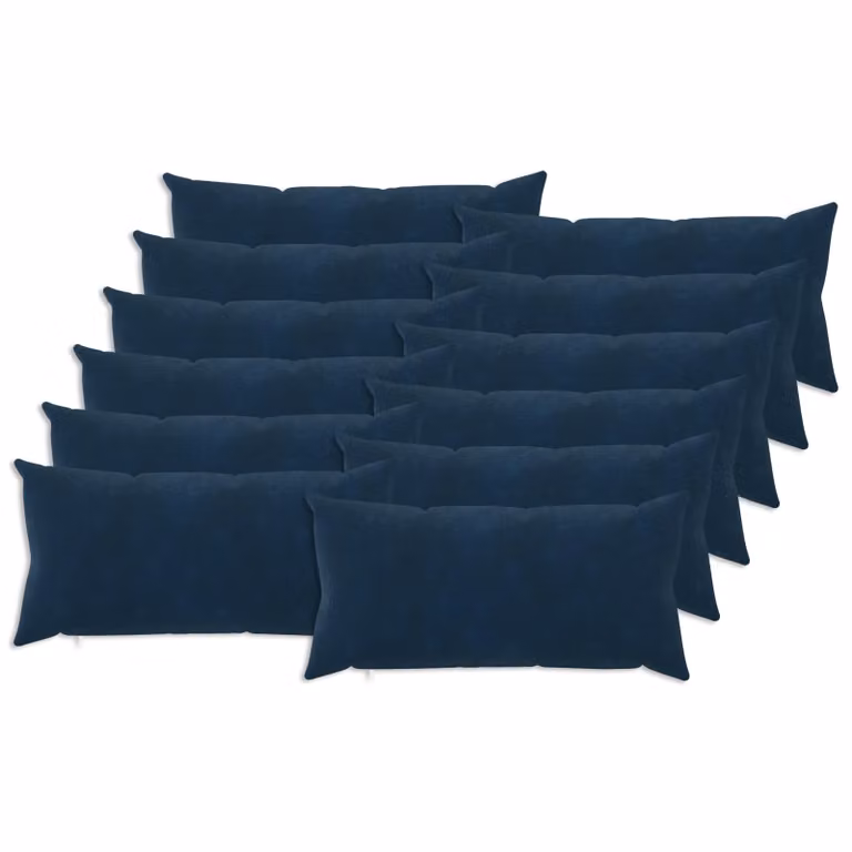 Set di 12 cuscini HEERLEN vidaXL in microfibra blu, lavabili e con rivestimento rimovibile, L/P/H: 40 x 40 x 24 cm