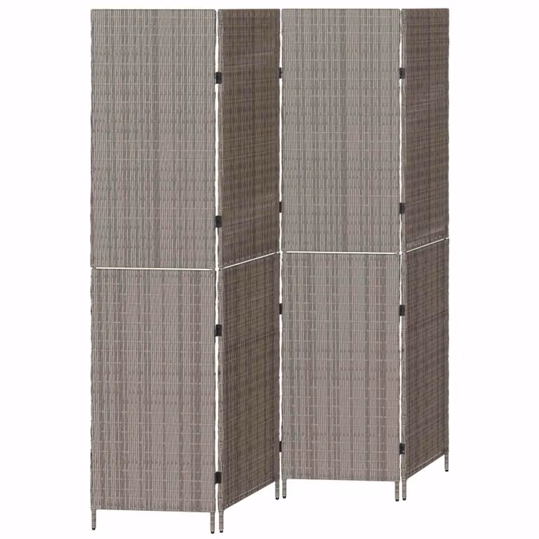Divider per stanze vidaXL in rattan sintetico grigio, H: 195 cm x L: 180 cm