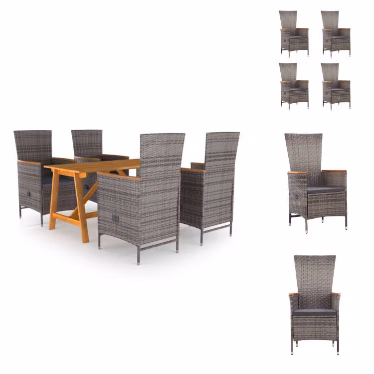 vidaXL Set da pranzo da giardino 5 pezzi grigio - Set di mobili da giardino