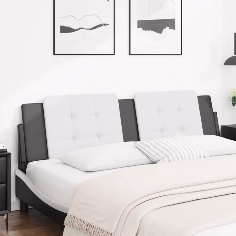 vidaXL Cuscino Testiera Zadar in Similpelle Bianco e Nero L: 183 cm