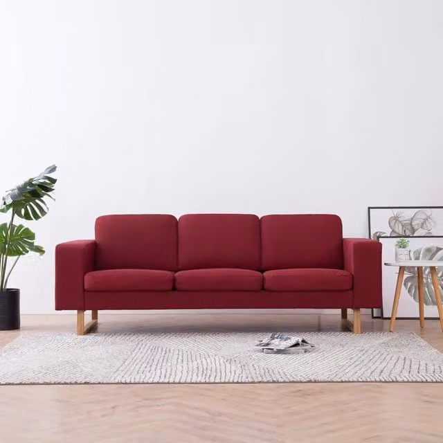 Divano a 3 Posti in Tessuto Rosso Vino 281394