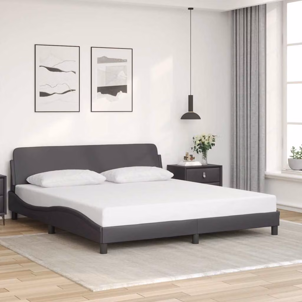 vidaXL Giroletto Dover Grigio in Similpelle con Dimensioni 180x200 cm