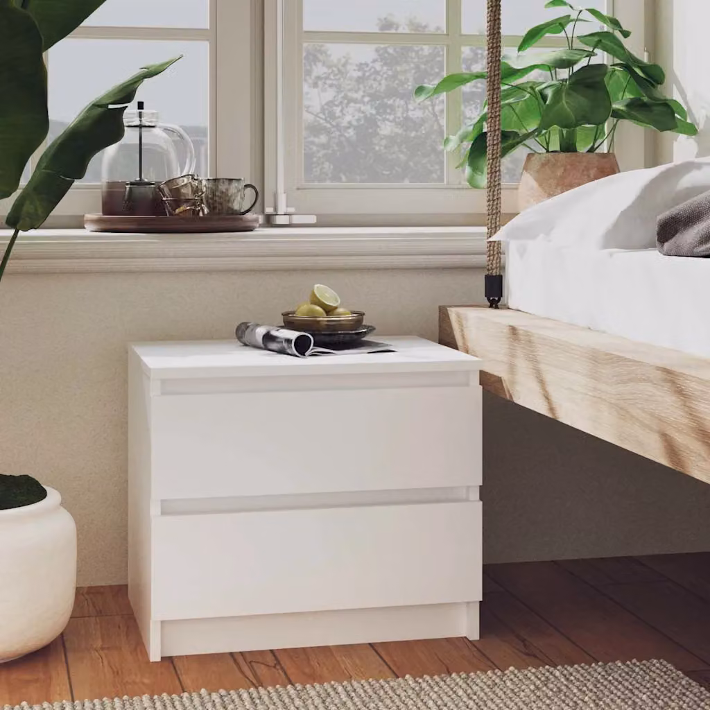 Comodino moderno vidaXL in legno bianco L: 50 cm, P: 39 cm, H: 43,5 cm