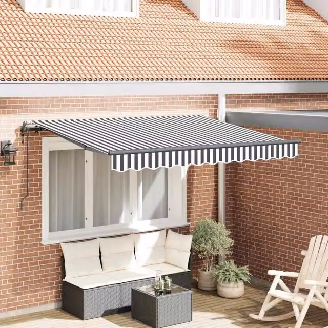 Tenda retrattile-Tenda parasole per balcone Antracite 350 x 200 cm Tessuto 892389