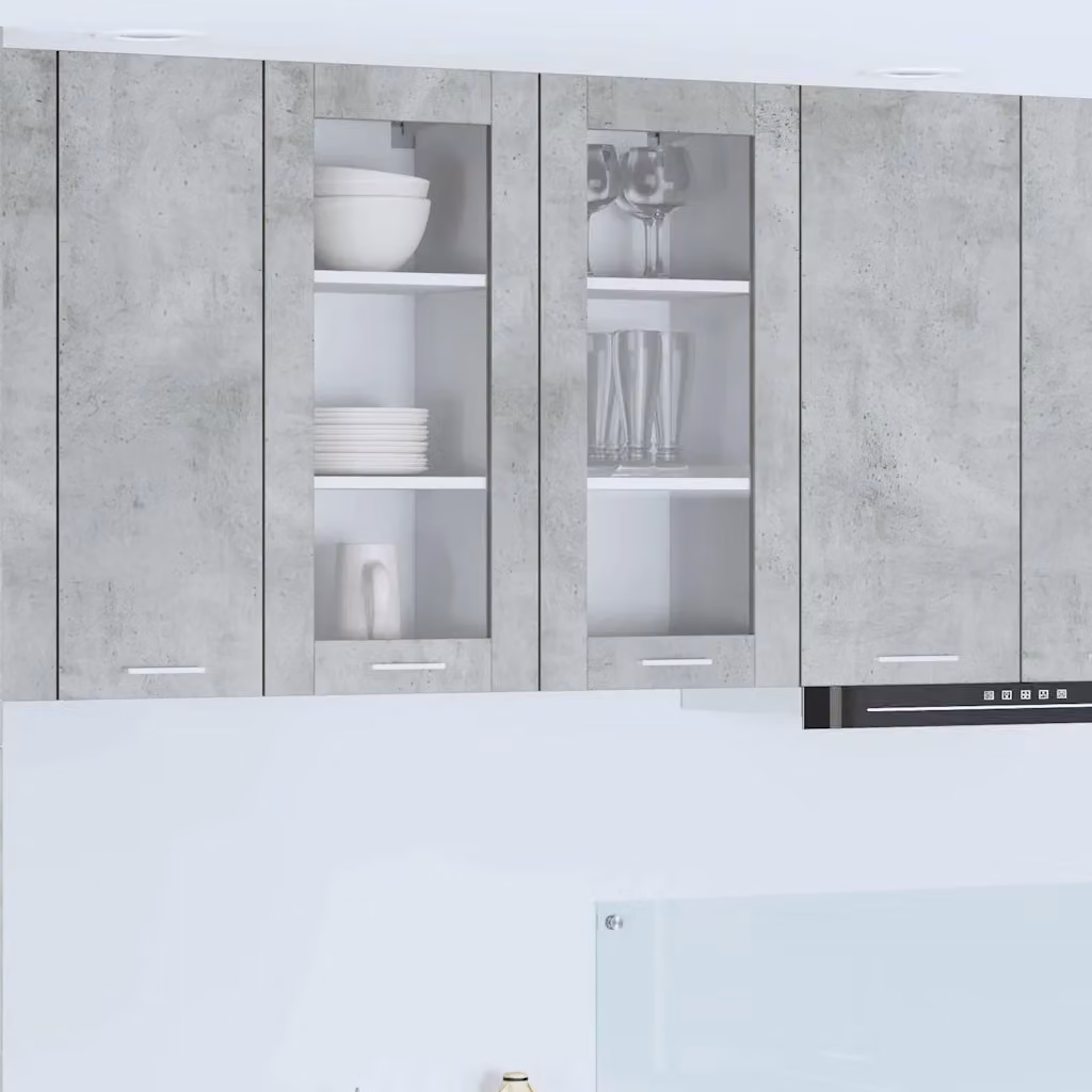 Set di 2 pensili da cucina moderni vidaXL in MDF Grigio, L/P/H: 80 x 31 x 40 cm