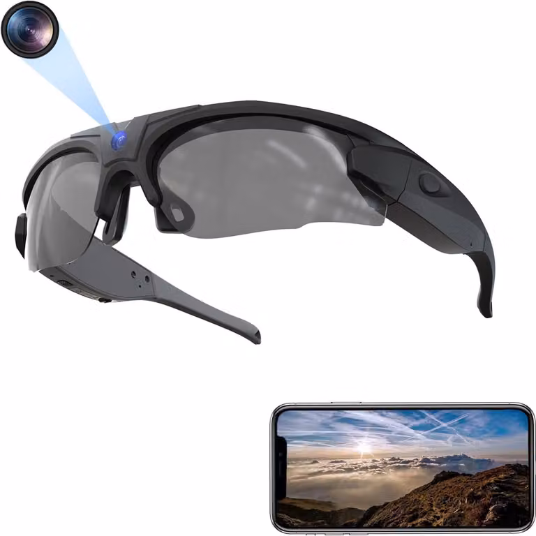 Occhiali da sole con fotocamera integrata, Wi-Fi, risoluzione 4K, protezione UV400, supporto per schede TF fino a 256 GB