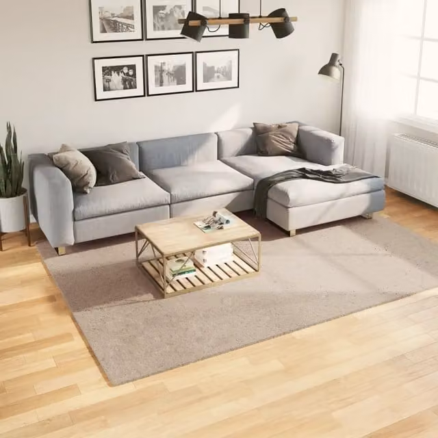 Tappeto Moderno vidaXL in Poliestere Lavabile e Antiscivolo, Colore Sabbia/Beige, L: 280 cm, P: 200 cm