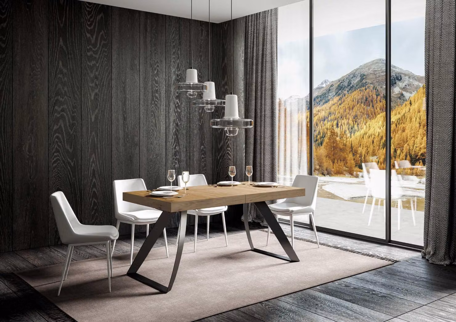 ITAMOBY - Tavolo allungabile 160/420x90 cm Proxy quercia natura gambe antracite