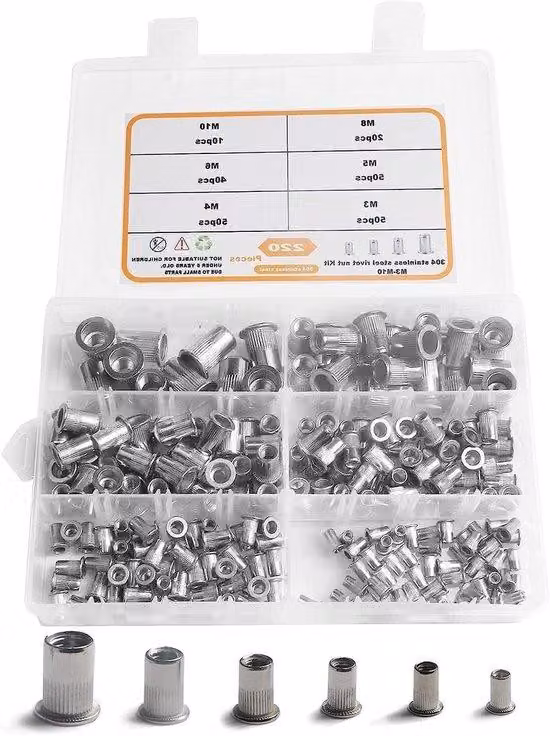 Set di 220 viti in acciaio inossidabile - M3, M4, M5, M6, M8, M10 - Inserti con chiave per varie riparazioni