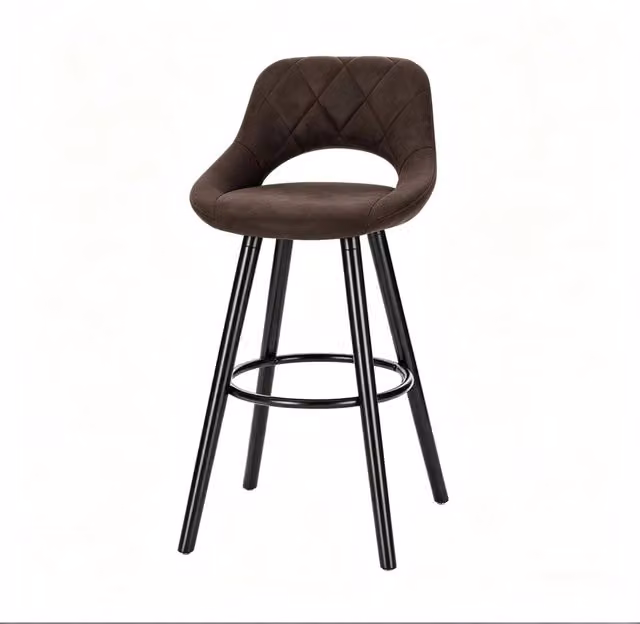 Sgabello da Bar in Legno Massello con Seduta in Tessuto 91 cm Altezza Totale, per Cucina e Bar