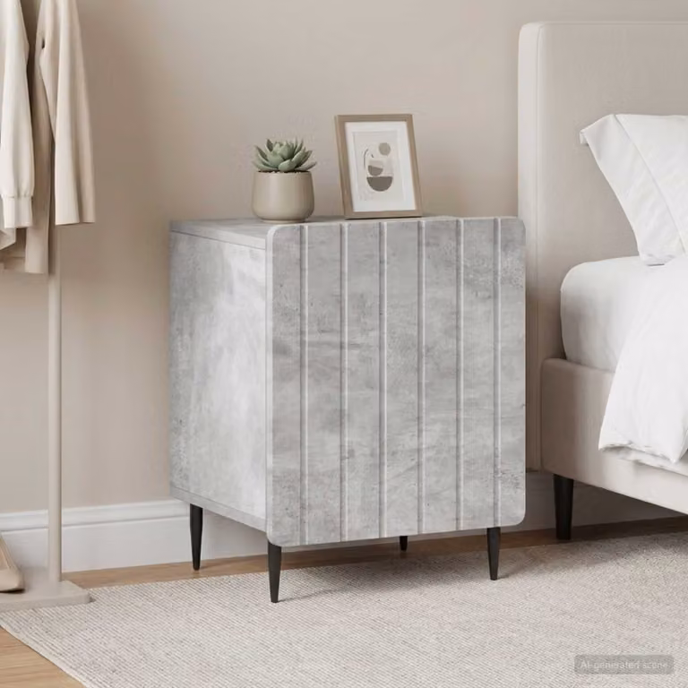 Set di 2 Armadi da Notte vidaXL Moderni in Grigio Cemento, L 43 cm x P 34,5 cm x H 52 cm