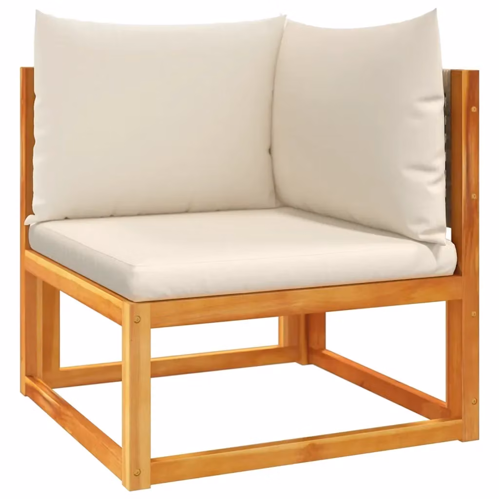 Divano da giardino angolare vidaXL in legno di acacia e rattan con cuscini beige e coperture rimovibili – 2