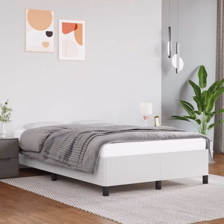 Giroletto vidaXL in similpelle bianco con struttura in legno e doghe piatte L/P/H: 120 x 200 x 33,5 cm
