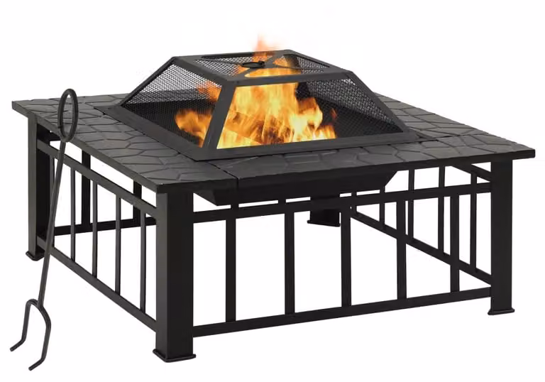 Braciere da esterno in acciaio - 79 x 79 x 46,5 cm - Nero - Ideale per giardino e terrazzo