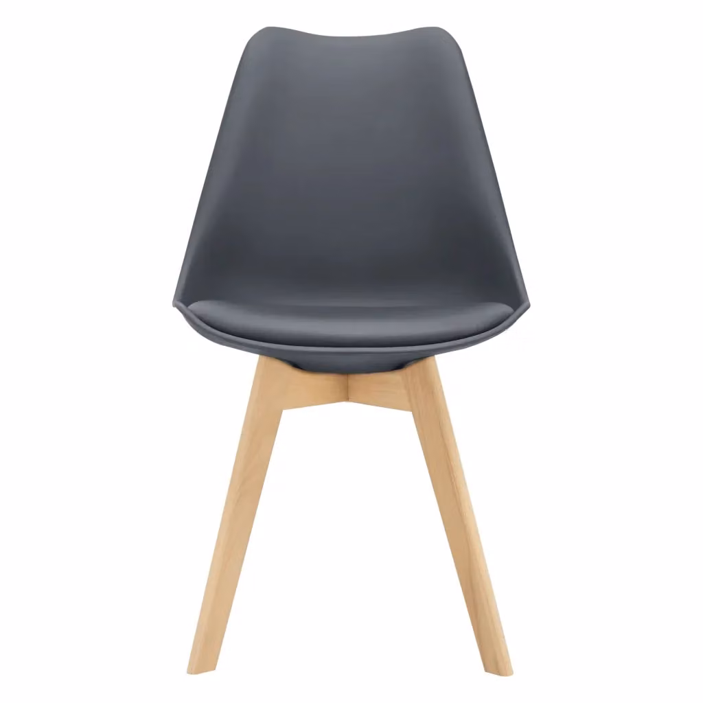Set di 2 sedie scandinave en.casa in plastica e legno di faggio grigio per cucina e sala da pranzo – 2