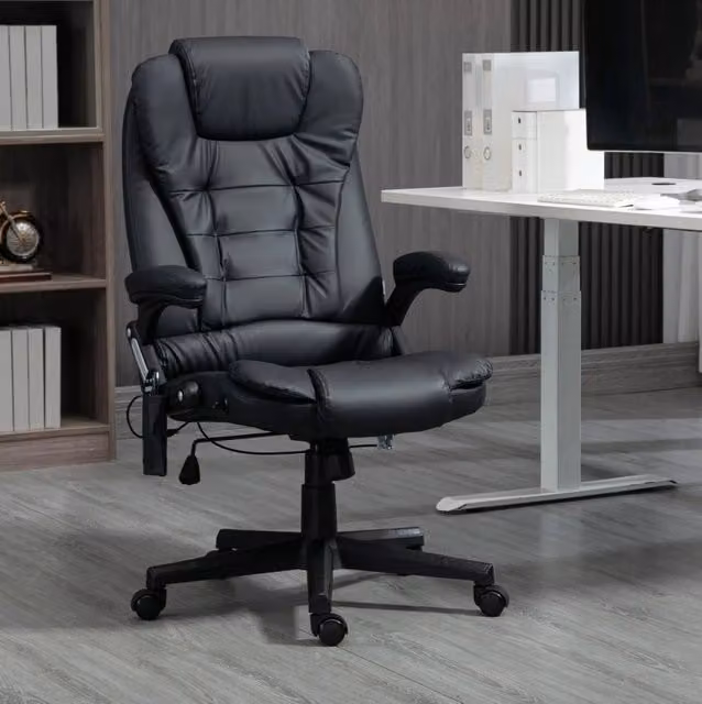 Poltrona da ufficio ergonomica con massaggio, nera
