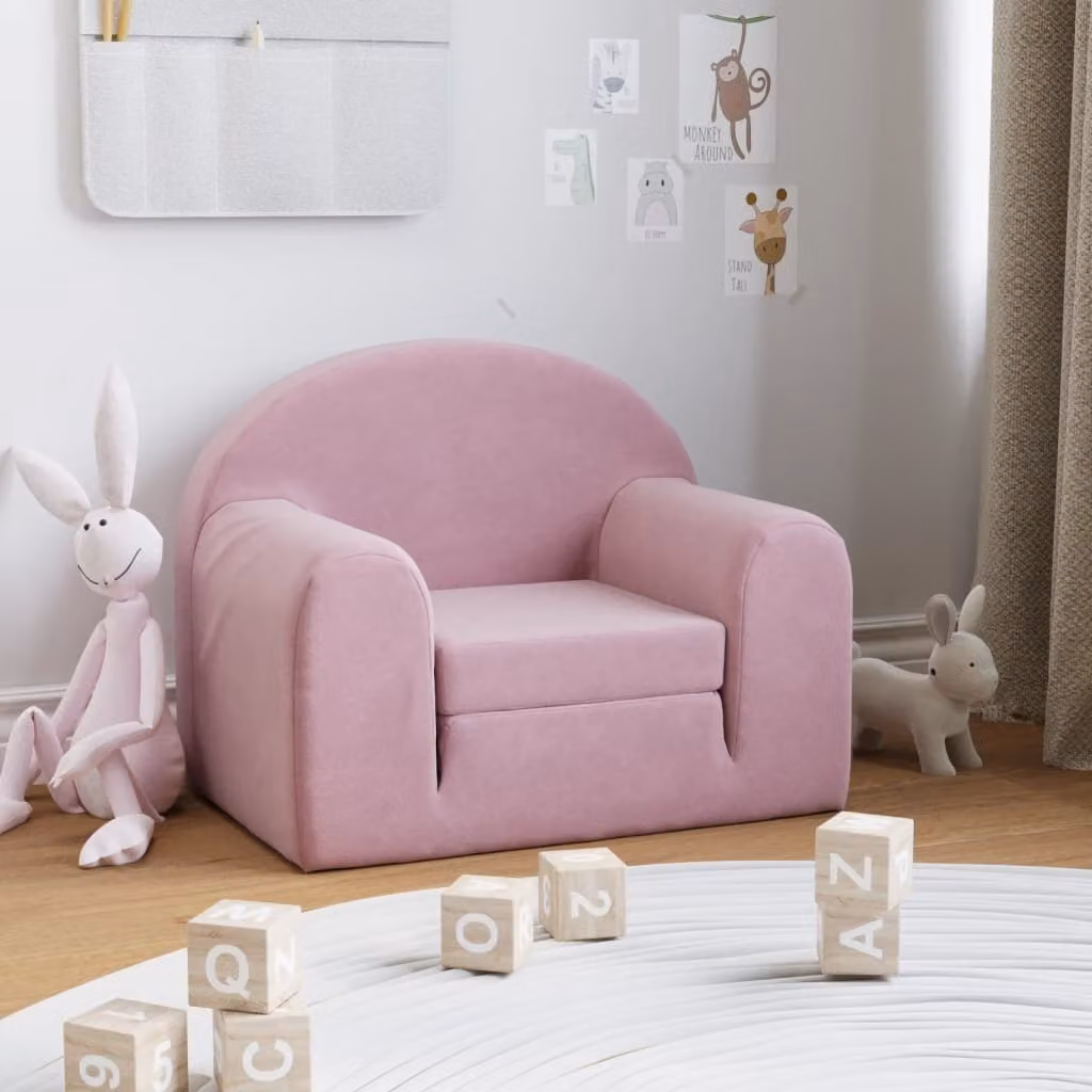 Maison Exclusive - Divano letto per bambini, rosa, in morbido peluche