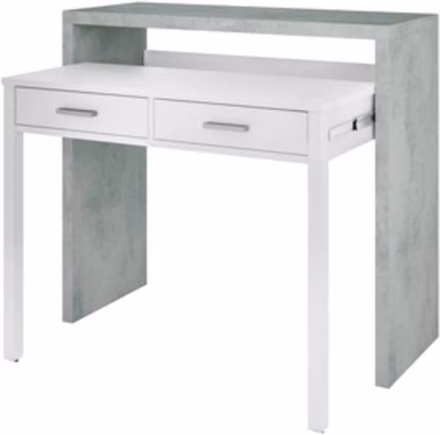 Kit Scrivania Estensibile Fores Habitat Bianco e Grigio L: 99 cm, P: 36 cm, H: 88 cm