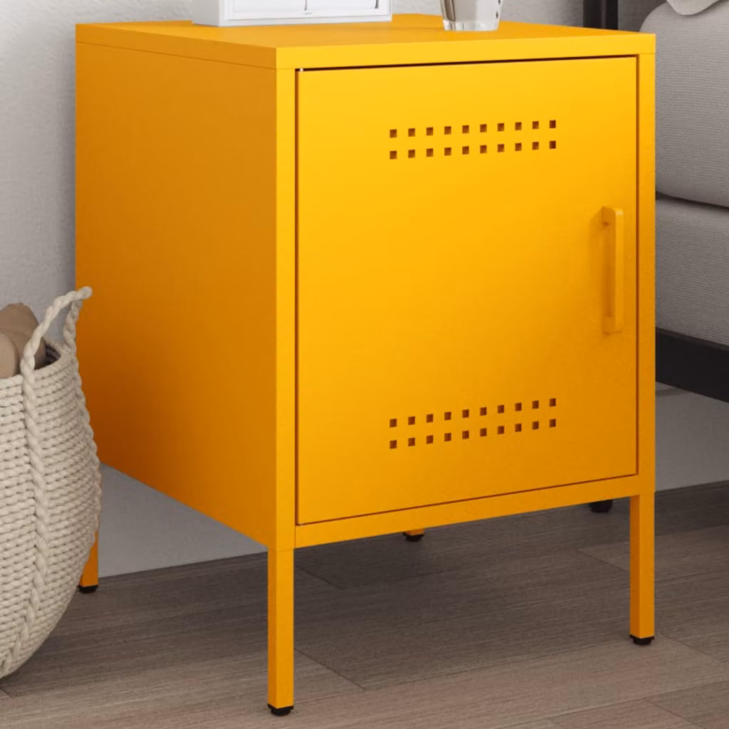 vidaXL Comodino in Metallo Giallo Senape Stile Industrial da Appendere al Muro L/P/H: 36 x 39 x 50,5 cm