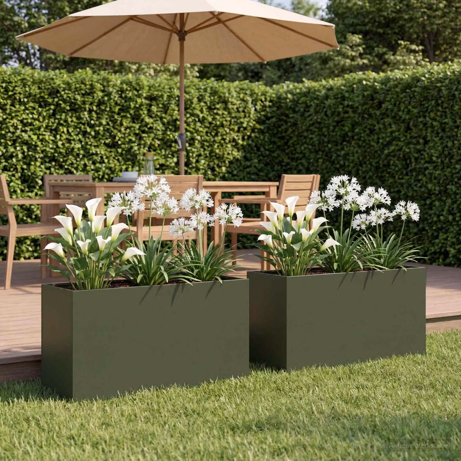 Set di 2 vasi da giardino vidaXL in metallo verde, L 80 cm x P 40 cm x H 50 cm