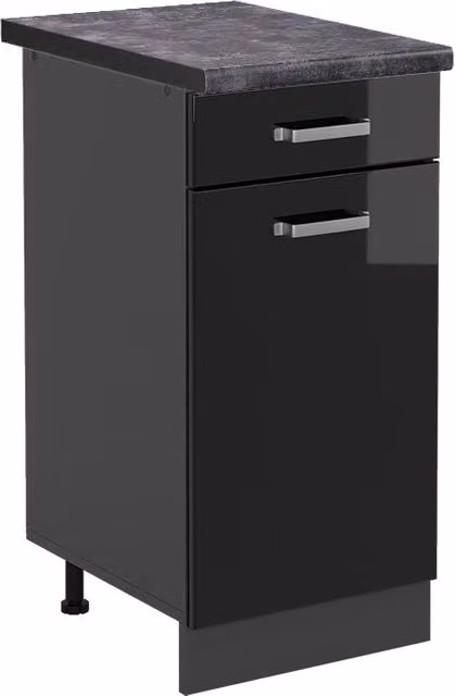 Mobiletto base per cucina Vicco R-Line Nero lucido e Antracite con ante a battente L/P/H: 40 x 60 x 81,6 cm